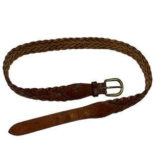 Vintage Christian Dior Brown Leather Braided Belt